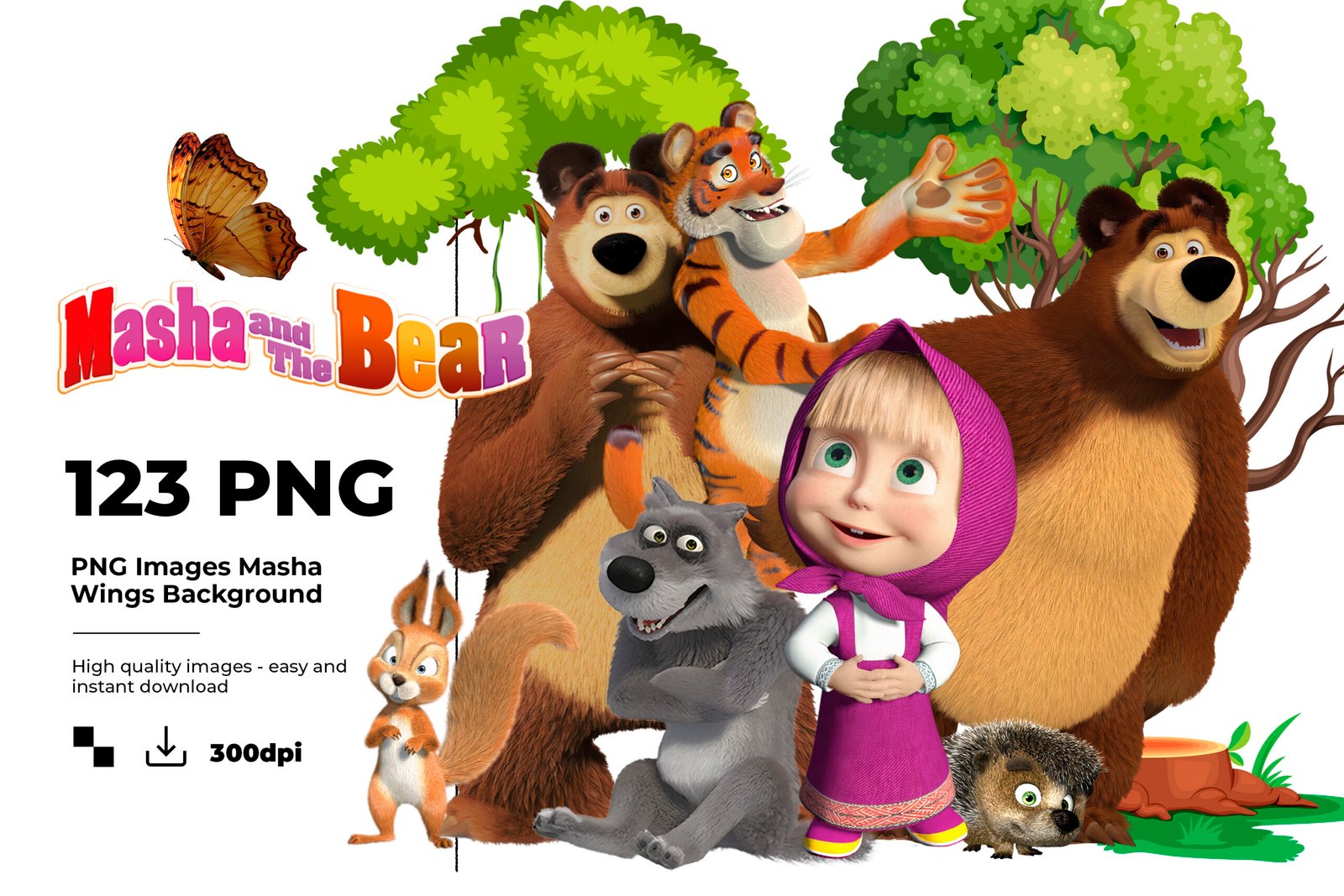 Masha And The Bear PNG Clipart, Masha And The Bear Digital Papers PNG ...