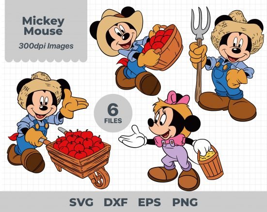 Mickey Mouse Farmer, Mickey Mouse Farmer Svg, Eps, Pdf, Png, Mickey Mouse Farmer Bundle, Mickey Mouse Farmer Cricut, Mickey Mouse Farmer Characters, Silhouette, Sublimation, High Resolution, Instant Download