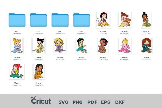 Baby Princess, Baby Princess Svg, Eps, Pdf, Png, Baby Princess Bundle, Baby Princess Cricut, Baby Princess Characters, Silhouette, Sublimation, High Resolution, Instant Download - Imagen 3
