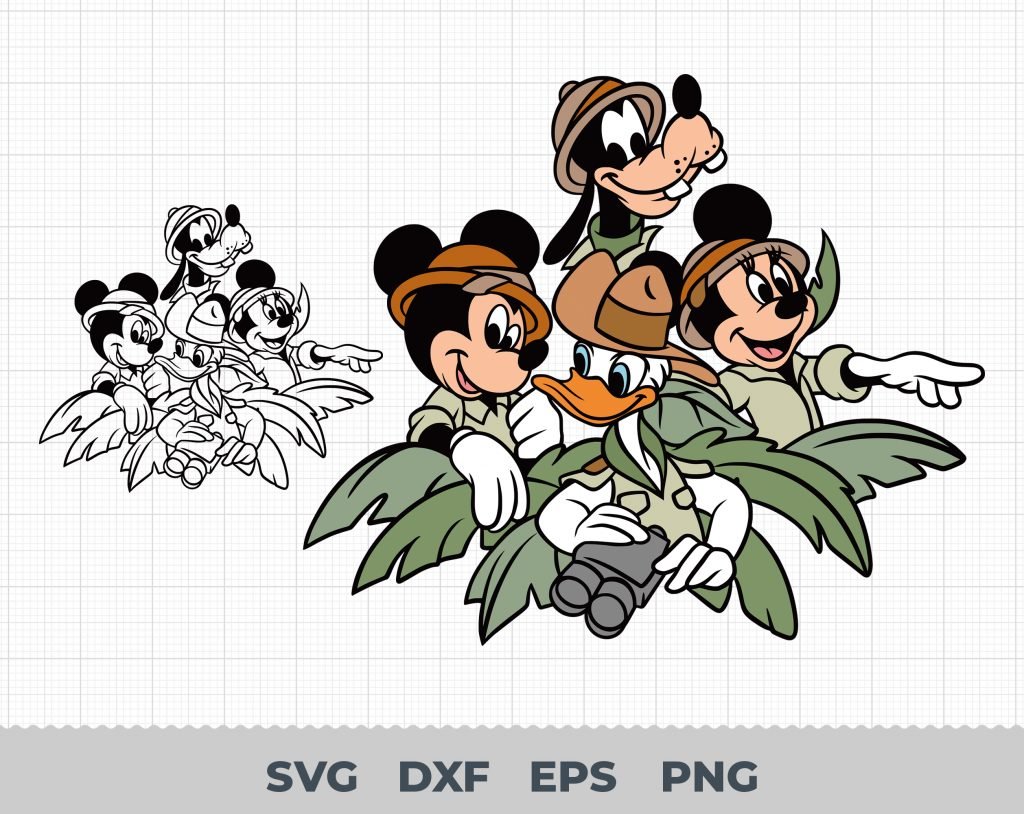 Mickey Safari SVG, Mickey SVG, Minnie SVG, Pluto Svg, Daisy Svg, Donald