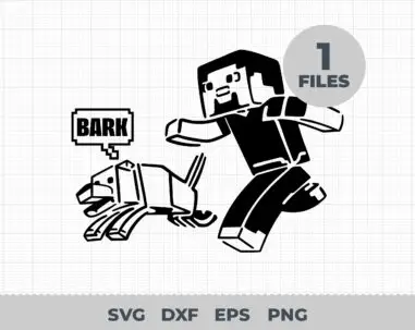 Minecraft Steve and Dog SVG, Minecraft Svg