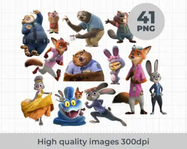 Zootopia 2 PNG Characters Bundle – High-Quality Digital Images for Crafts & Design