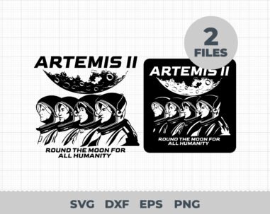 Artemis II SVG | Vintage Space Mission Cut File | Cricut & Sublimation Design